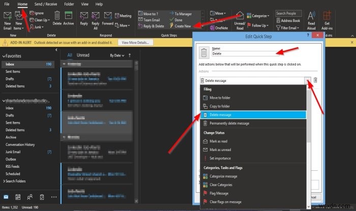 How to Create, Edit, and Delete Quick Steps in Outlook