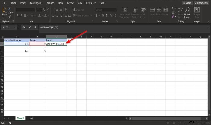 How to use the IMPOWER  function in Microsoft Excel