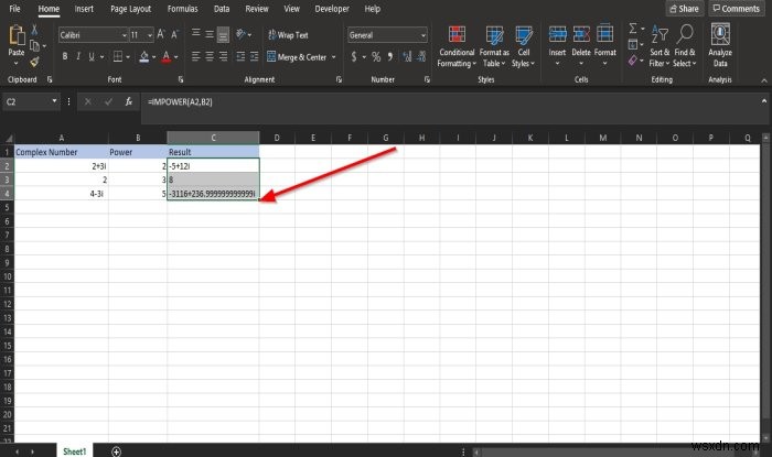 How to use the IMPOWER  function in Microsoft Excel