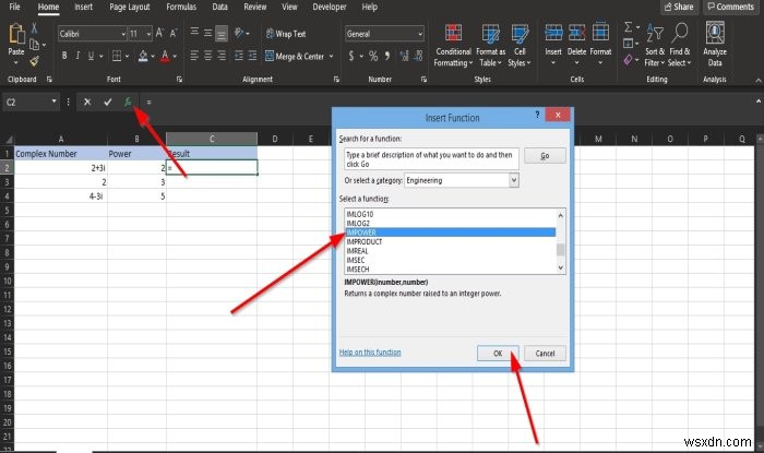 How to use the IMPOWER  function in Microsoft Excel