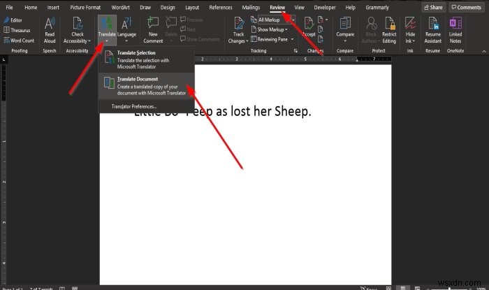 How to translate text into a different language in Microsoft Office