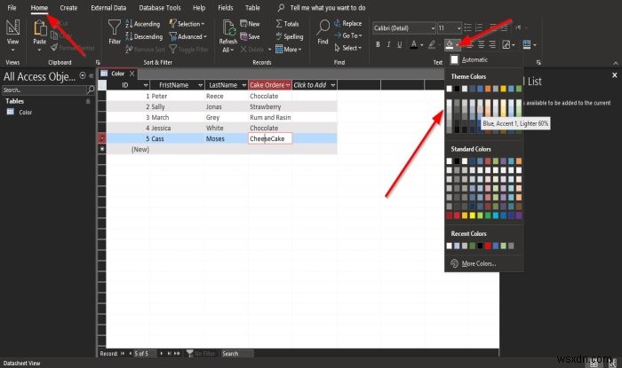 How to change the Gridline Style and Background Color in your Access Datasheet
