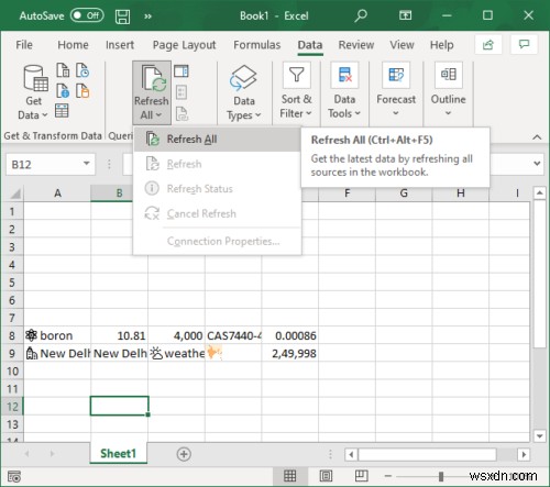 How to use Automatic Data Type feature in Microsoft Excel