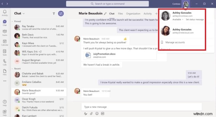 How to use Personal Features in Microsoft Teams