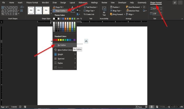 How to type Text over a Line in Word without moving it