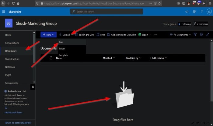 How to upload Documents to your SharePoint Site