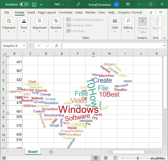 How to create a Word Cloud in Microsoft Excel