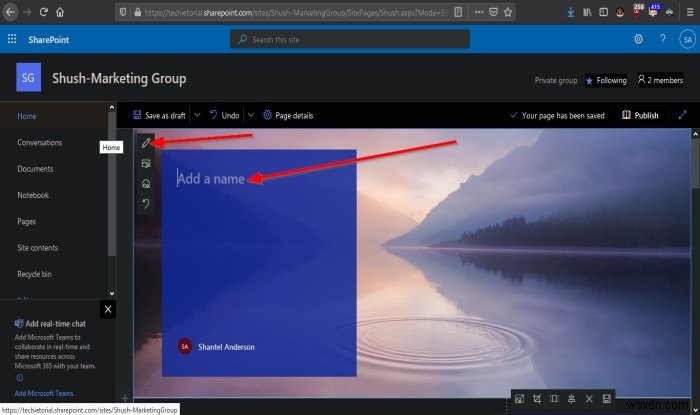 How to create a Page for your SharePoint site