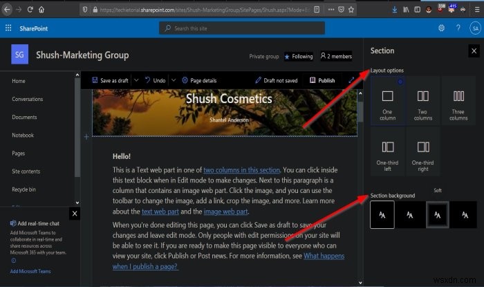 How to create a Page for your SharePoint site