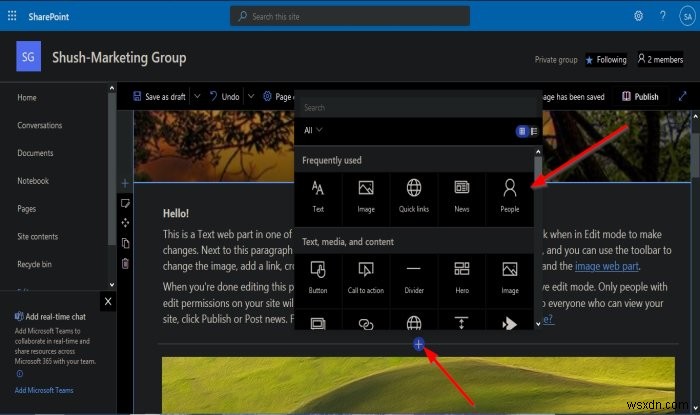 How to create a Page for your SharePoint site