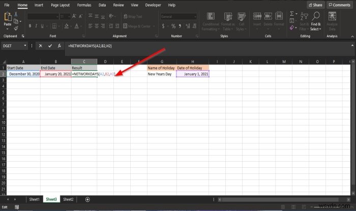 How to use the NETWORKDAYS function in Excel
