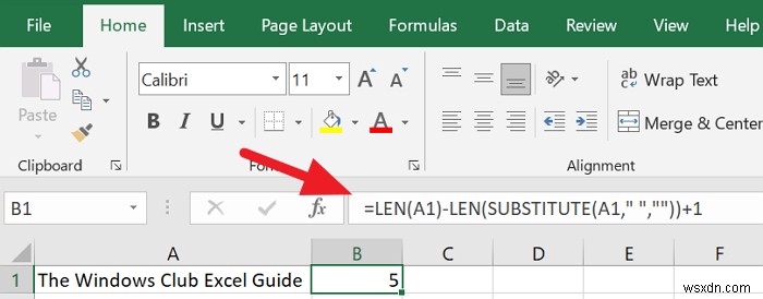 How to count words in Microsoft Excel
