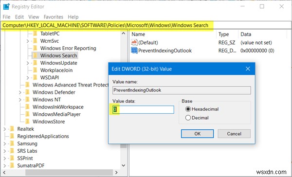 Microsoft Outlook Search grayed out or not working