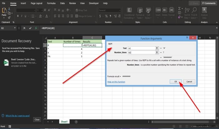 How to use the REPT function in Microsoft Excel