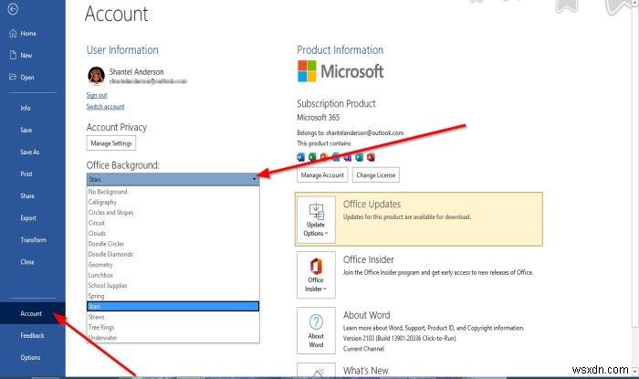 How to enable Office Background in Microsoft Office