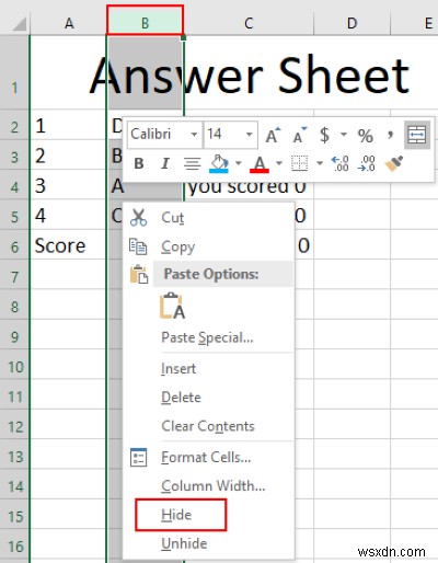 How to create an automated quiz in Microsoft Excel