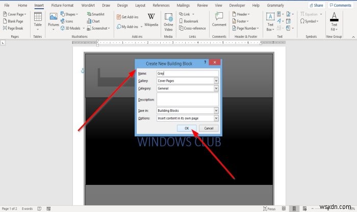 How to insert a Custom Cover Page in Microsoft Word