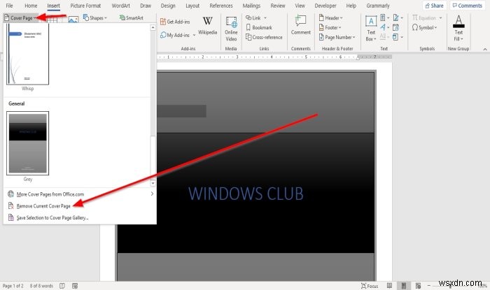 How to insert a Custom Cover Page in Microsoft Word