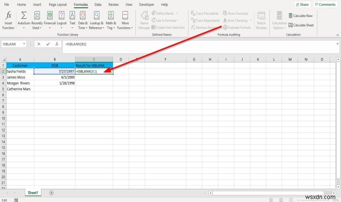 How to use the ISBLANK function In Microsoft Excel