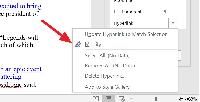 How to remove the Underline from a Hyperlink in Microsoft Word