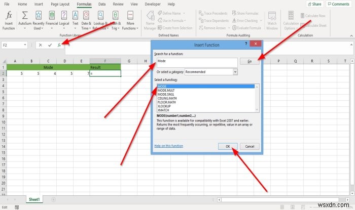 How to use the Mode function in Microsoft Excel