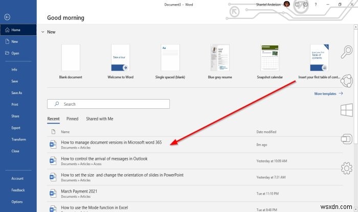 How to manage Document Versions in Word