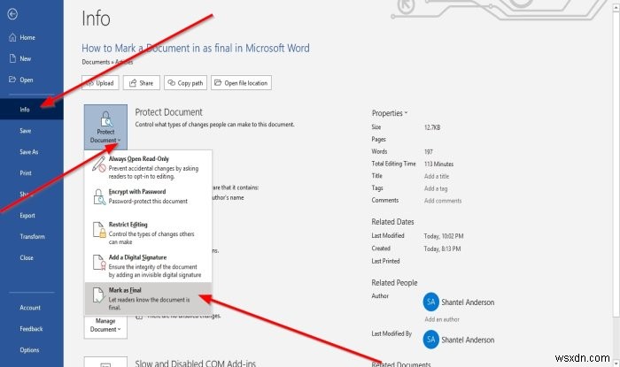 How to Mark a Document as Final in Microsoft Word
