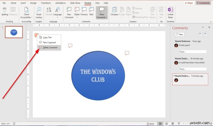 How to add Comments in Microsoft PowerPoint slides