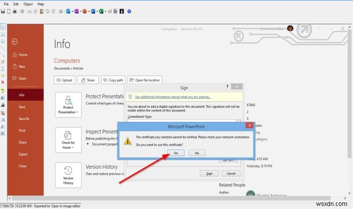 How to attach or remove Digital Signature in PowerPoint presentation