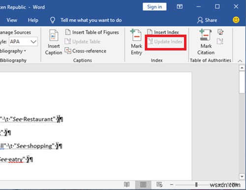 How to create an Index in Microsoft Word