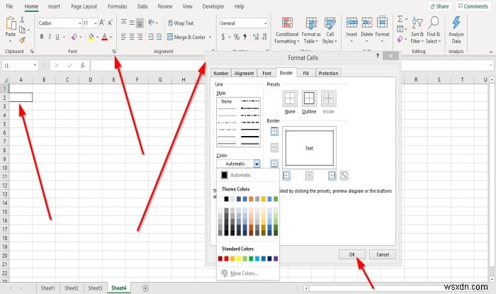 How to add or remove Borders to Cells in Microsoft Excel