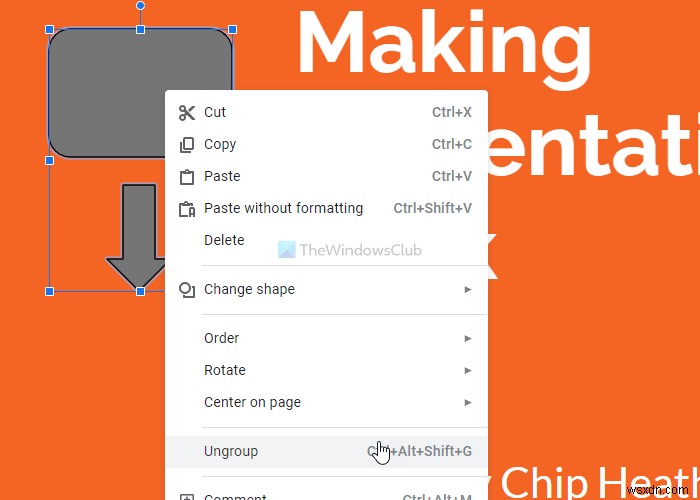 How to group or ungroup objects in PowerPoint Online and Google Slides