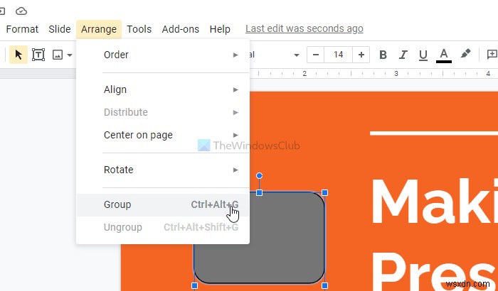 How to group or ungroup objects in PowerPoint Online and Google Slides