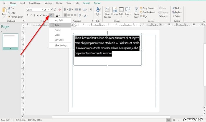 How to change spacing using Character, Line, or Paragraph Spacing Tool in Microsoft Publisher