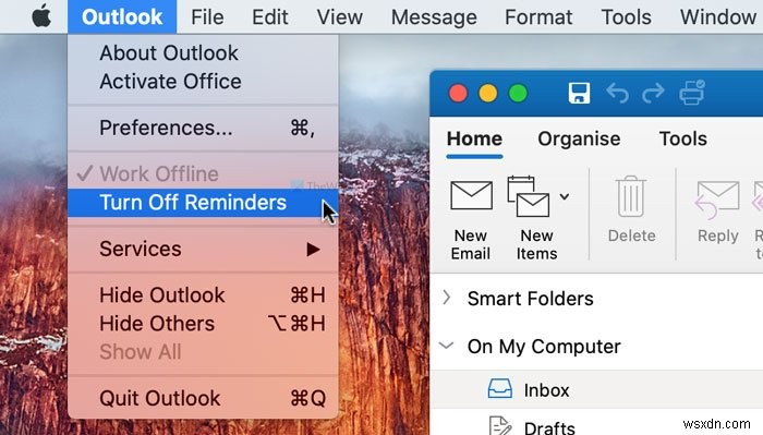 How to turn off Outlook Reminders and Reminder Sound on Mac