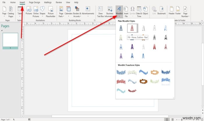 How to change the shape of WordArt Text tool in Microsoft Publisher