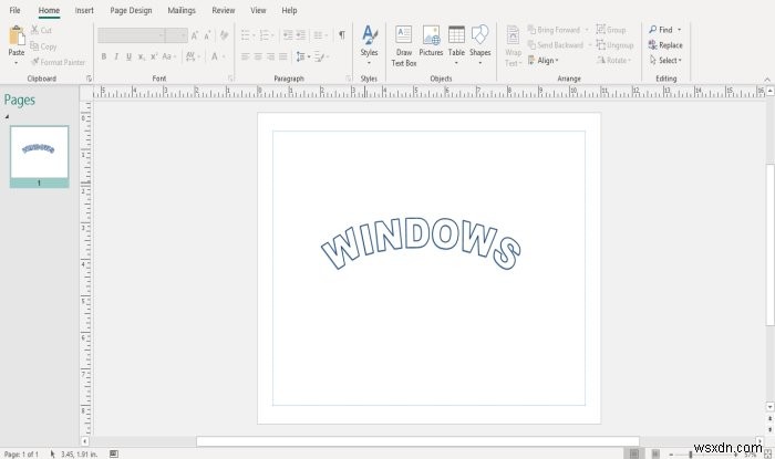 How to change the shape of WordArt Text tool in Microsoft Publisher