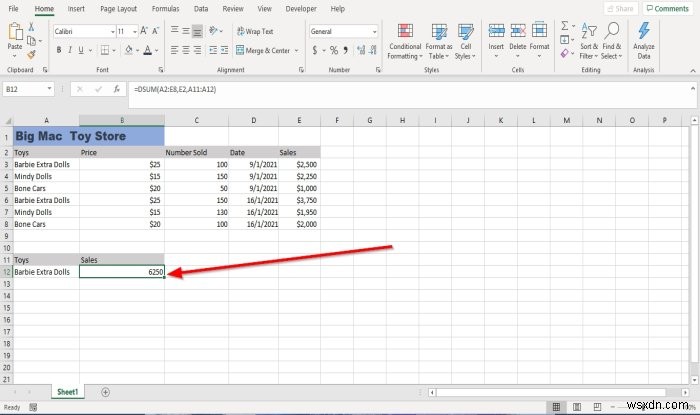 How to use DSUM function in Microsoft Excel
