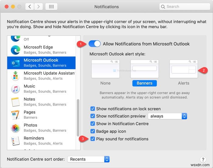 Outlook notifications are not working on Mac