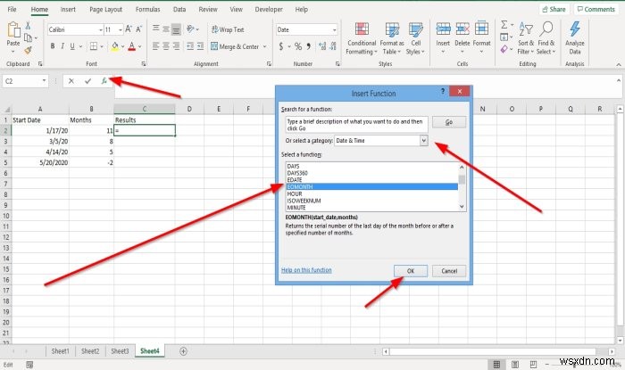 How to Use EDATE and EOMONTH Function in Excel