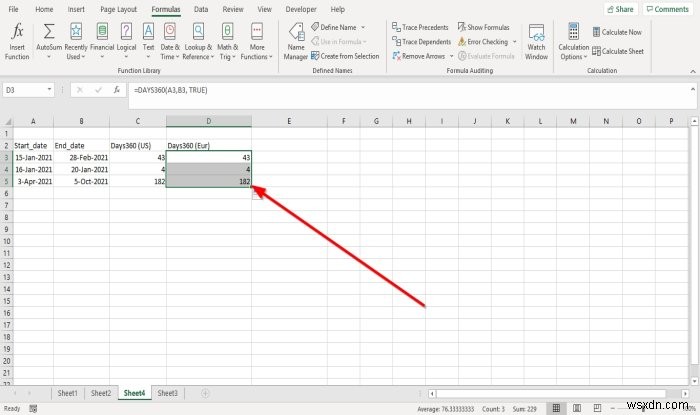 How to use DAYS and DAYS360 functions in Microsoft Excel