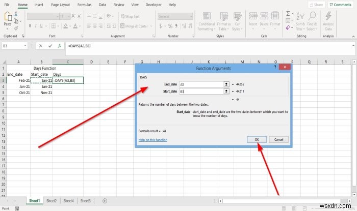 How to use DAYS and DAYS360 functions in Microsoft Excel