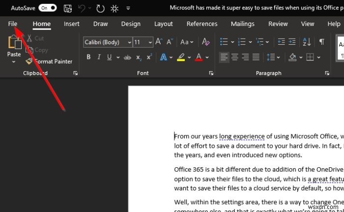 How to change the default Save location in Office