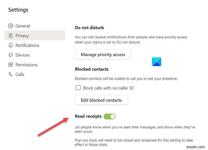 How to turn off Read Receipts in Microsoft Teams
