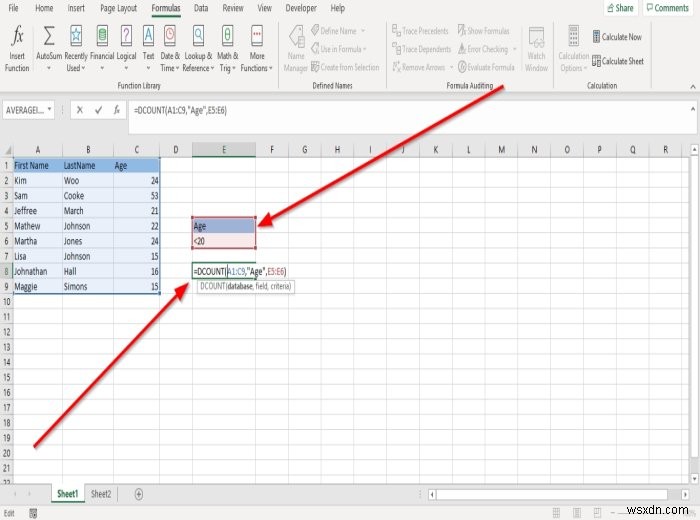 How to use the DCOUNT and DCOUNTA Function in Microsoft Excel