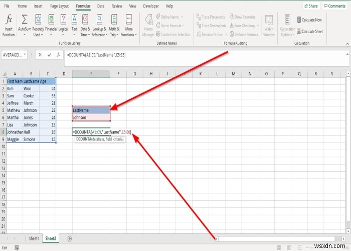 How to use the DCOUNT and DCOUNTA Function in Microsoft Excel