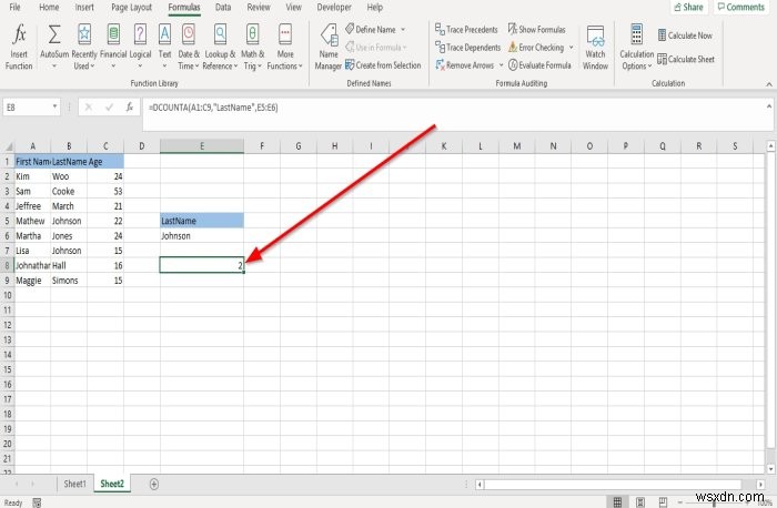 How to use the DCOUNT and DCOUNTA Function in Microsoft Excel