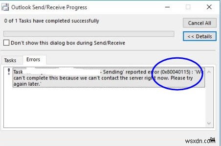 How to fix Microsoft Outlook Error 0x80040115 in Windows 10