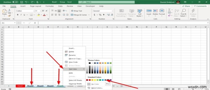 How to change the color of Excel worksheet Tab