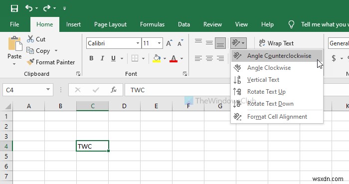 How to rotate text in Excel spreadsheet manually